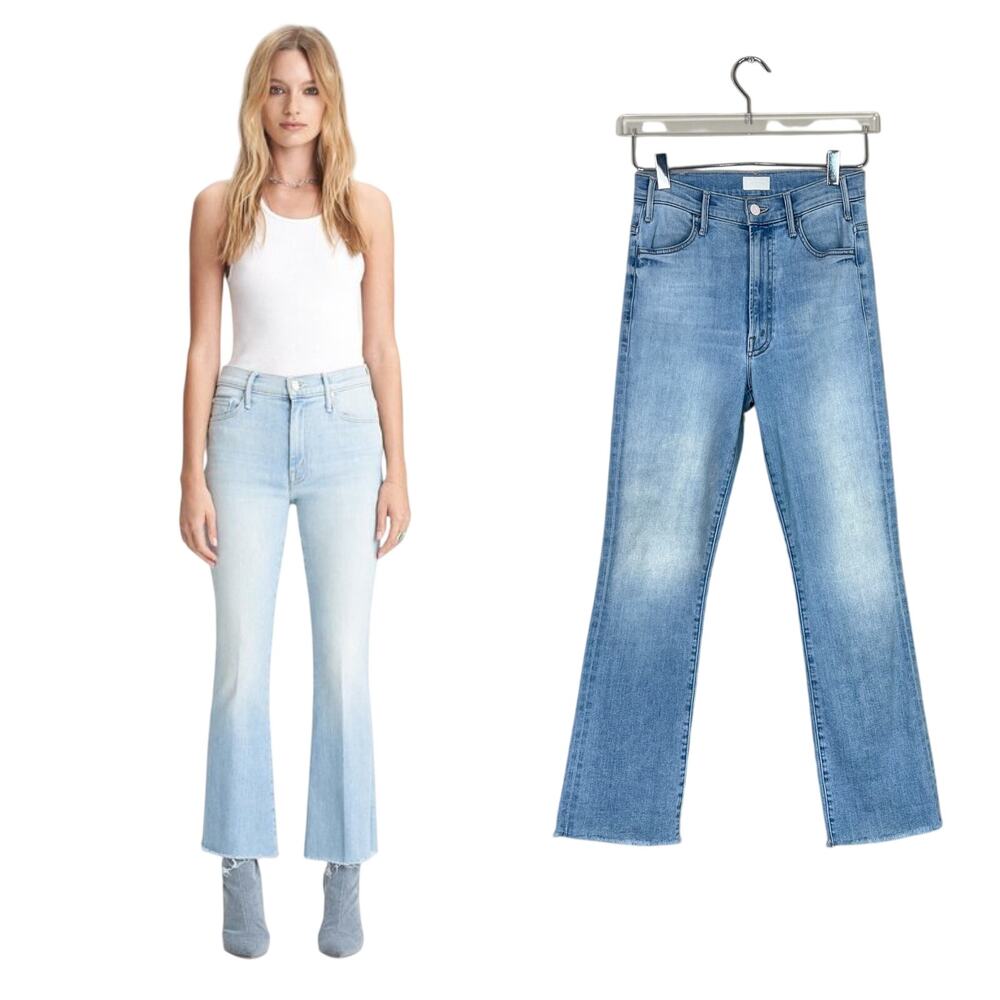 MOTHER | The Hustler Ankle Fray When In Rome High Rise Flare Light Wash Jeans 26